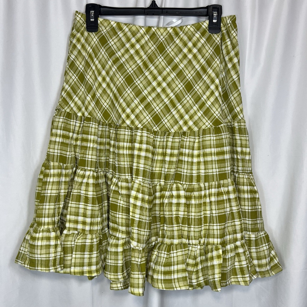 Free People Women’s Traymore Plaid Set S Green Crop Top Ruffle Skirt Festival - Picture 4 of 13